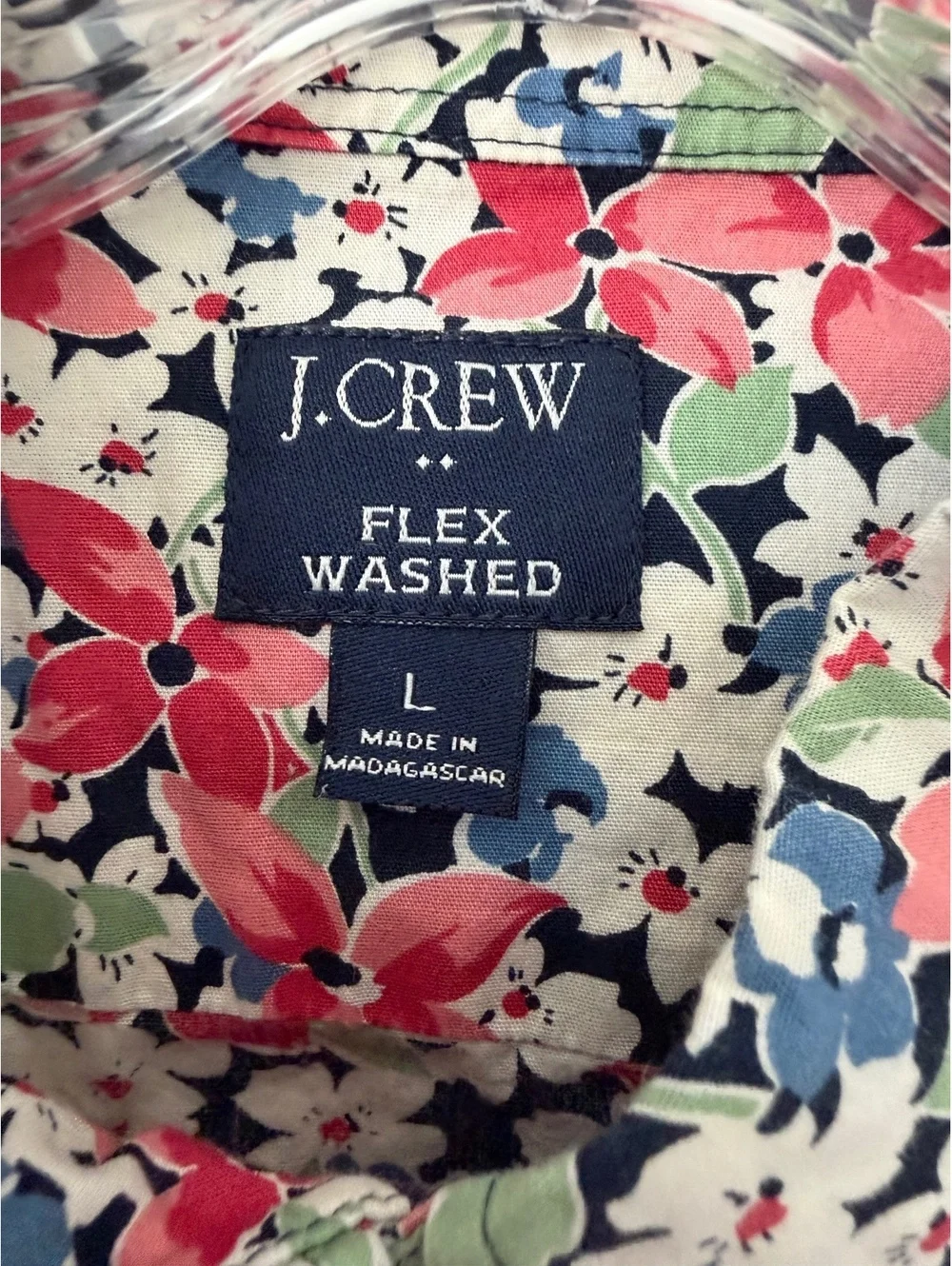 J. Crew Short Sleeve Button Up Floral Print Cotton Blend Shirt Men's Size L